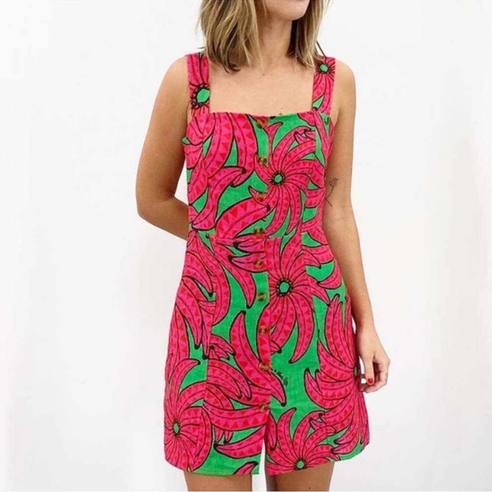 Farm Rio: Vibrant Pink and Green Floral Dress